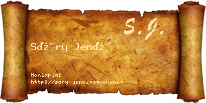Sáry Jenő névjegykártya